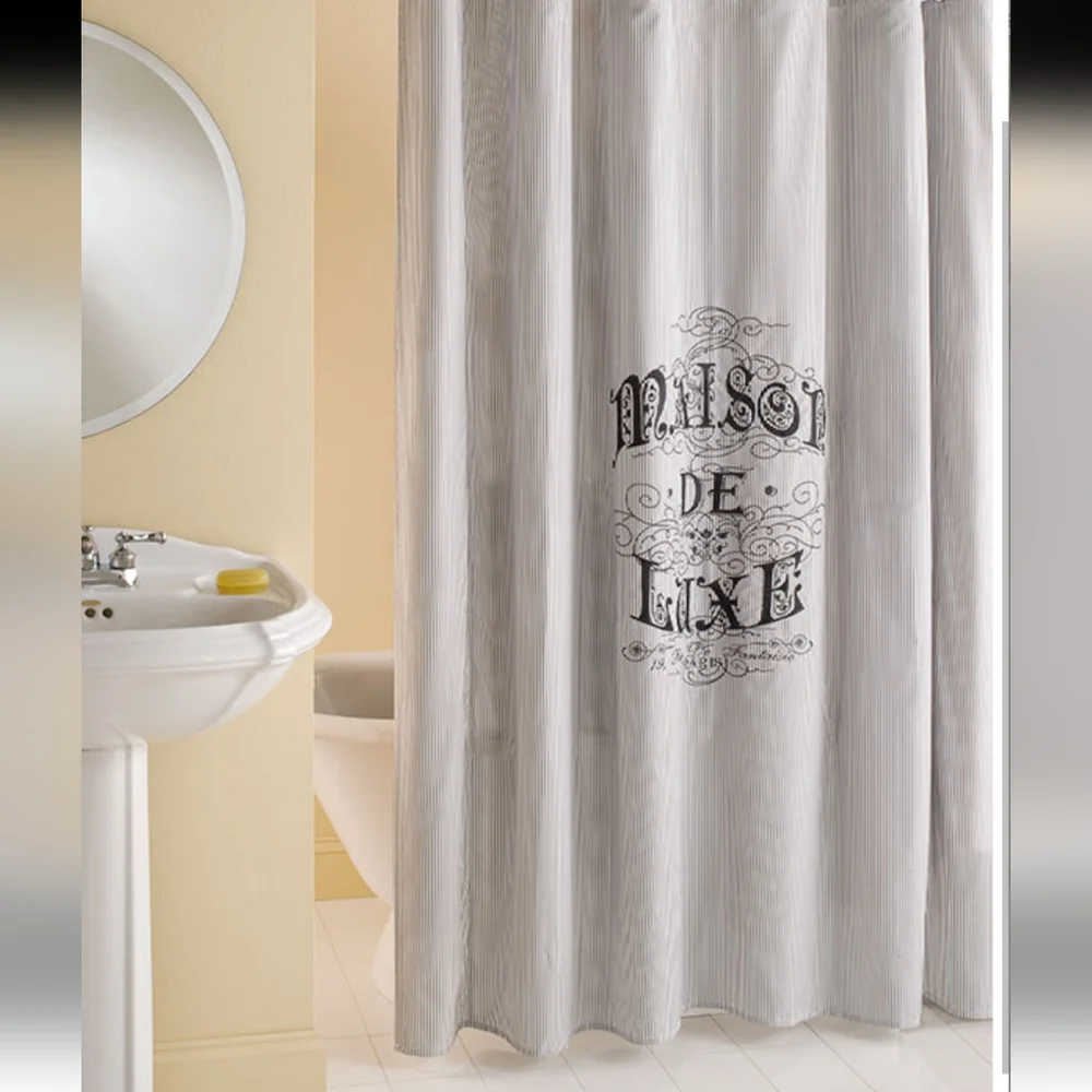 New 🆕 Maison De Luxe Embroidered Shower Curtain Black White Shabby Chic